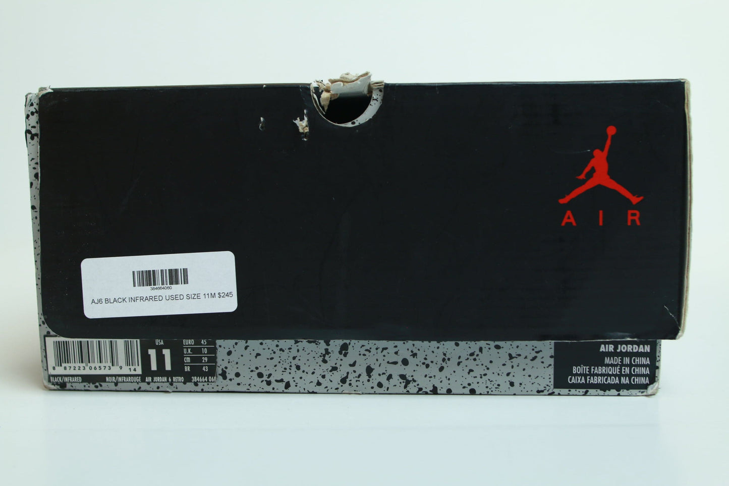 AJ6 BLACK INFRARED USED SIZE 11M